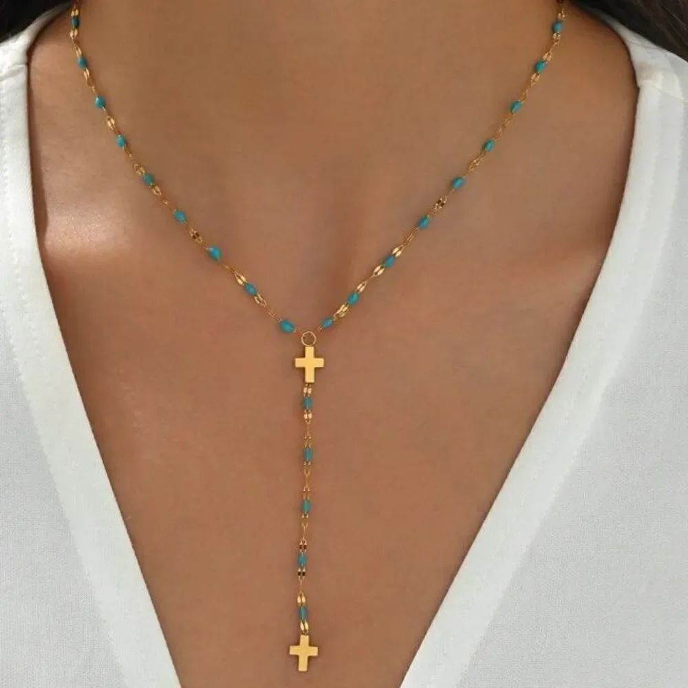 Cross y shape necklace N674